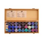 Set pigmenti culori albastre kremer in cutie de lemn